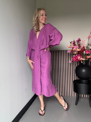 Kastgeluk jurk jane wafel cotton